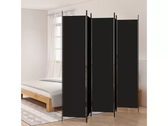 Cloison de séparation 5 panneaux Noir 250x220 cm Tissu