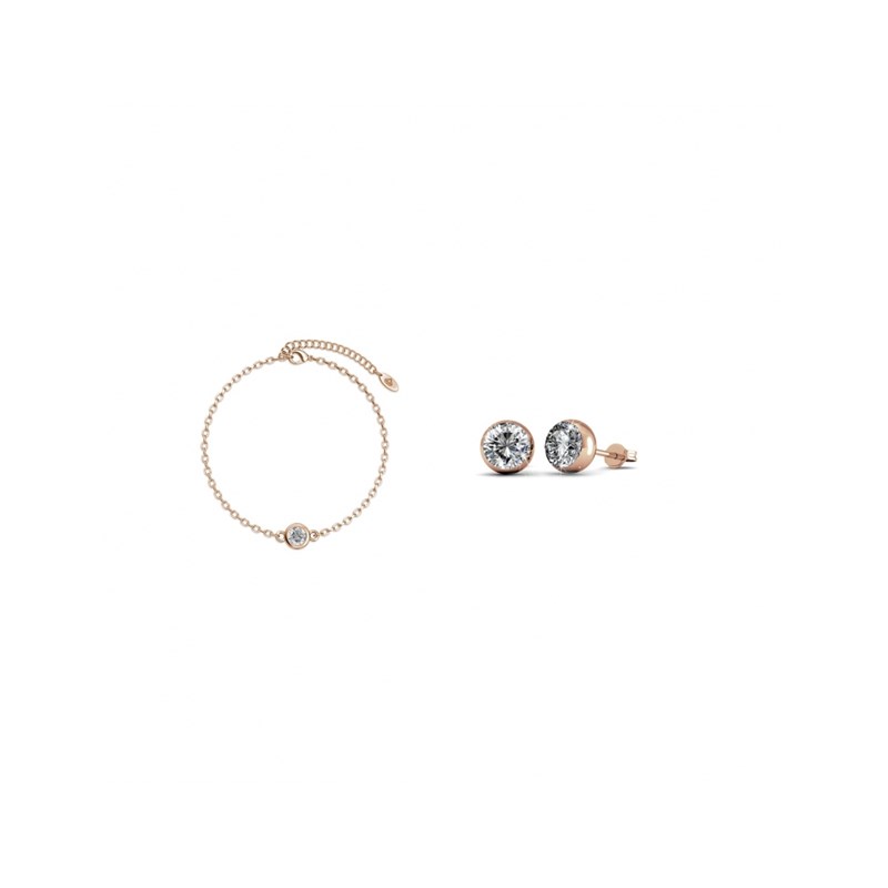 Parure Birth Stone Moon - Or Rosé et Cristal