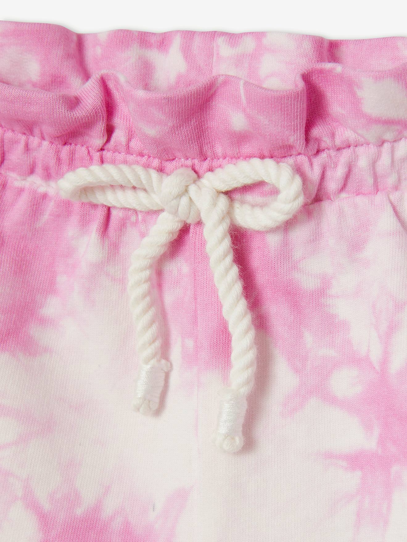 Vestido curto de lã polar tie-dye para bebê, tamanho médio, liso rosa.