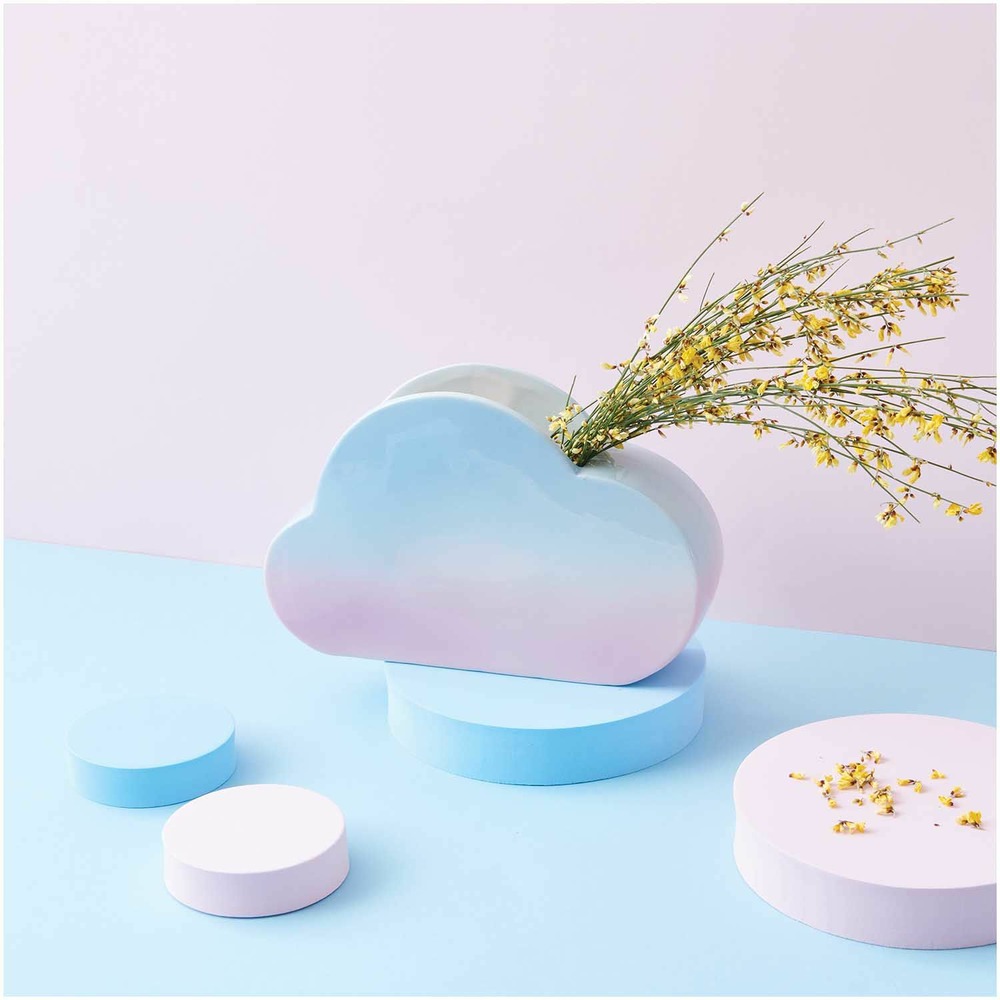 Vase en céramique nuage bleu/rose 25 cm