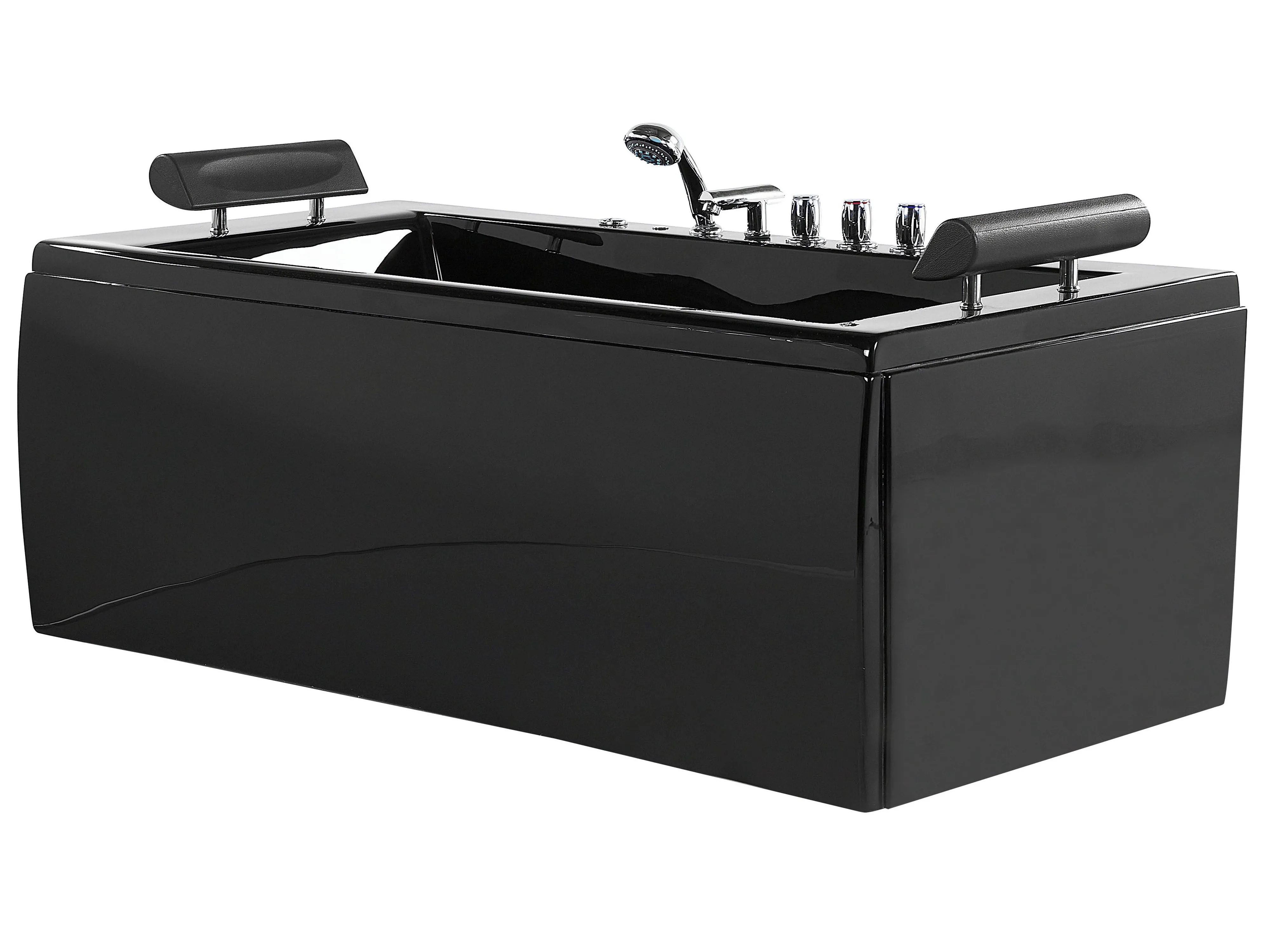 Hoek bubbelbad met LED MONTEGO 172 x 83 cm Zwart