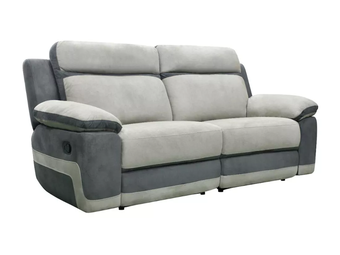 Canapé 3 places relax en microfibre gris clair et bandes anthracites TALCA