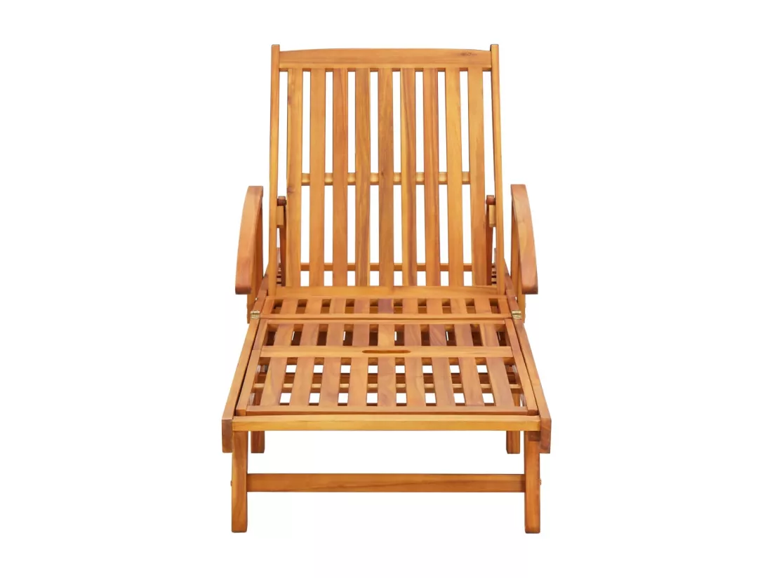 Chaise longue de jardin avec coussin Bois d'acacia solide