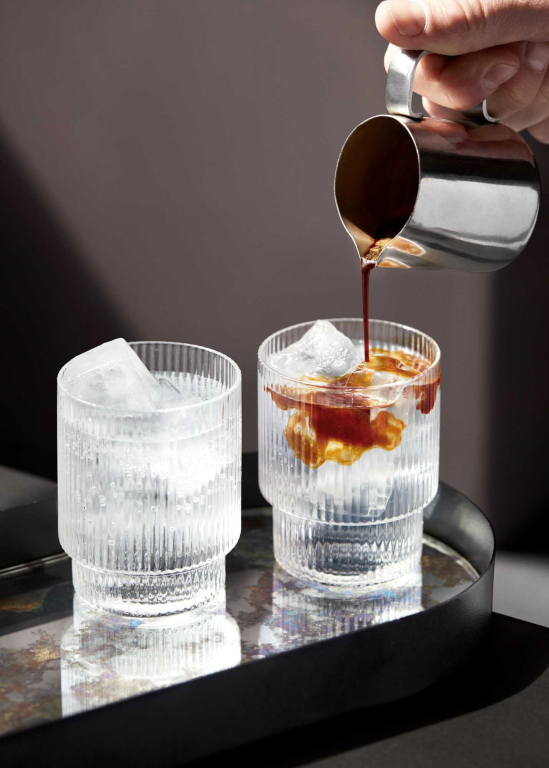 Ferm Living Ripple glazen set van 4 Smoked Glass