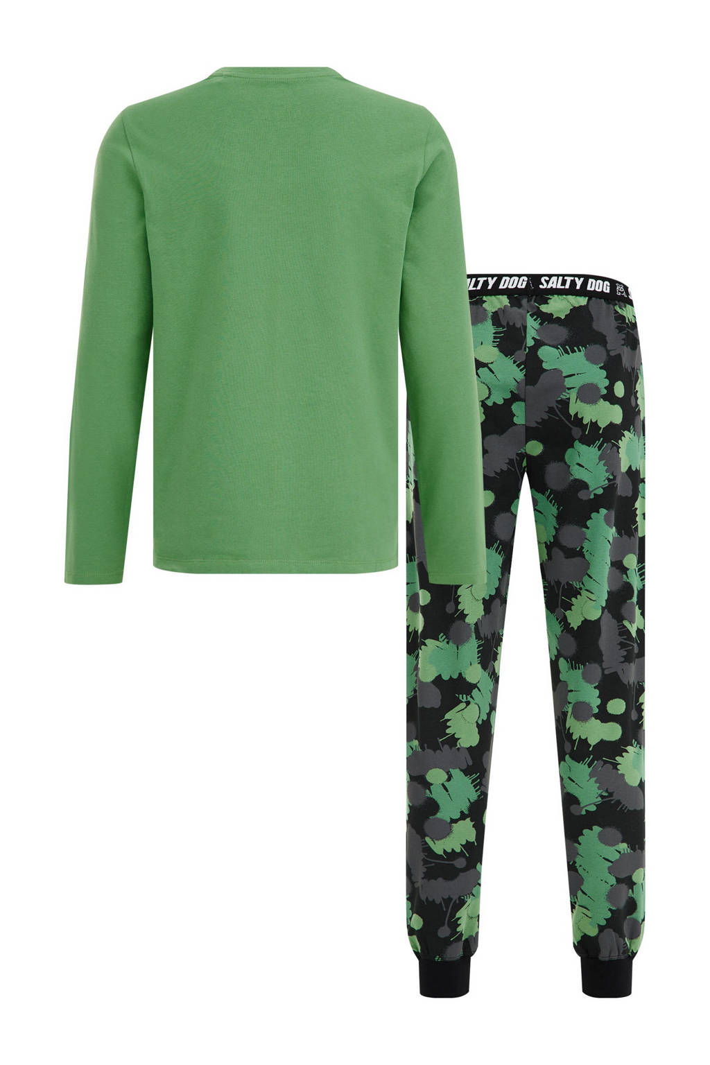 Salty Dog pyjama met all over print groen/zwart