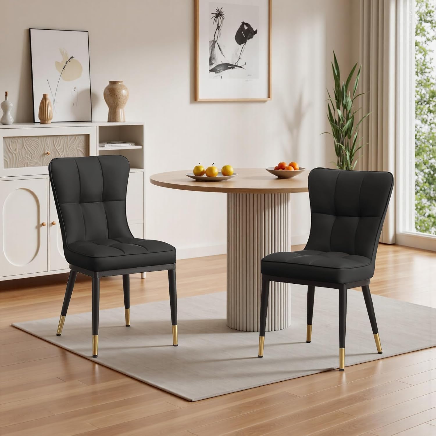 Bekrvio 200KG Belastbar Esszimmerstühle 2Er Set, Kunstleder Stühle Esszimmer（8cm dick）, Einteiliger Metallbeinen Küchenstühle Mit Lehne, Leichter Luxus-Polsterstuhl Fü Küche Esszimmer Wohnzimmer