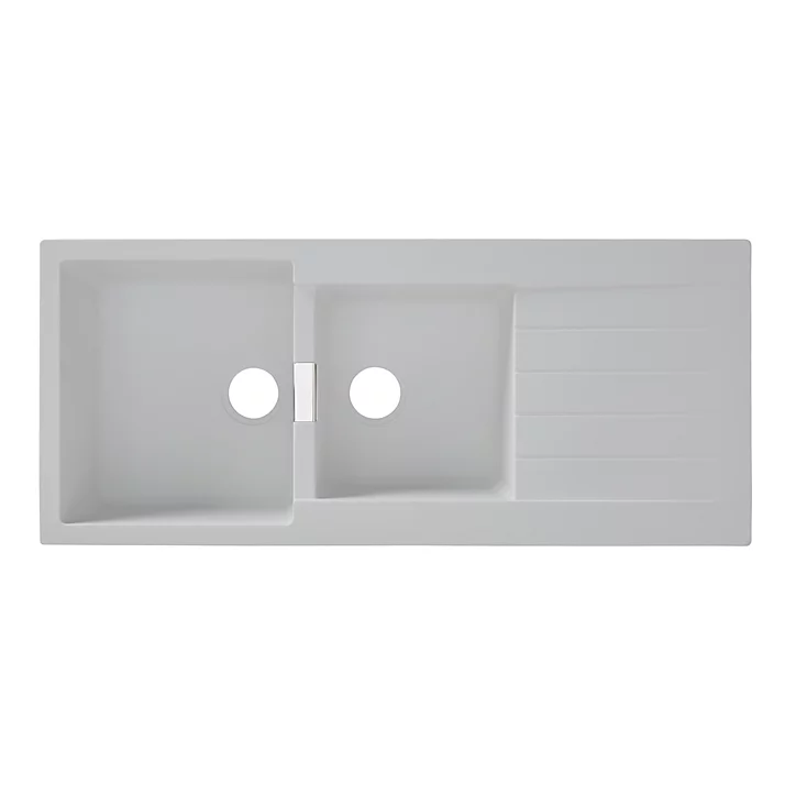Évier en composite de quartz blanc 2 bacs à encastrer Galvani