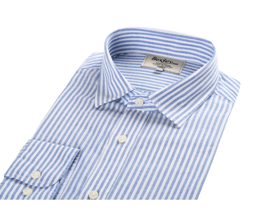 Chemise coton et lin rayures bleues et blanches - EDIBERT