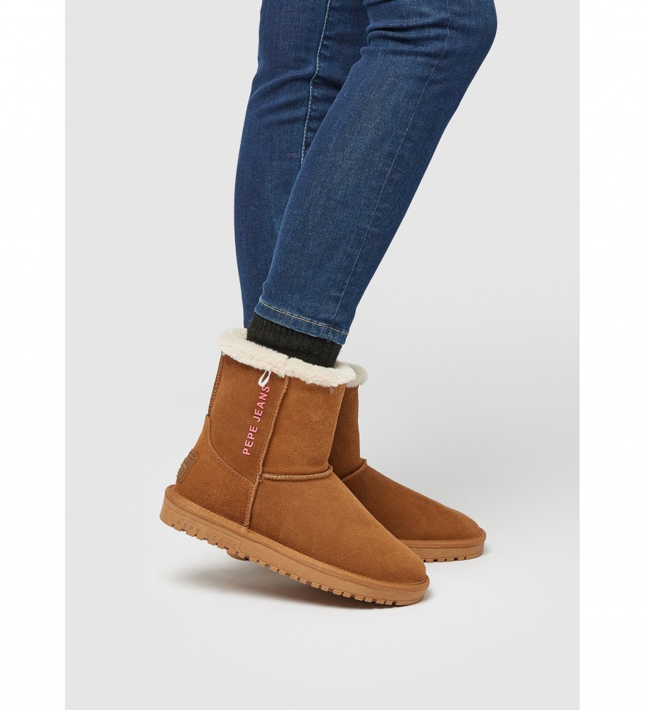 Botas de cano curto Pepe Jeans Diss Fresh em couro marrom