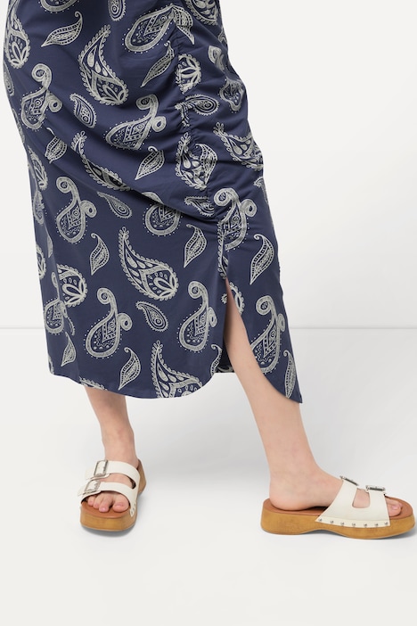 Midikleid, Paisley, V-Ausschnitt, Halbarm, Biobaumwolle