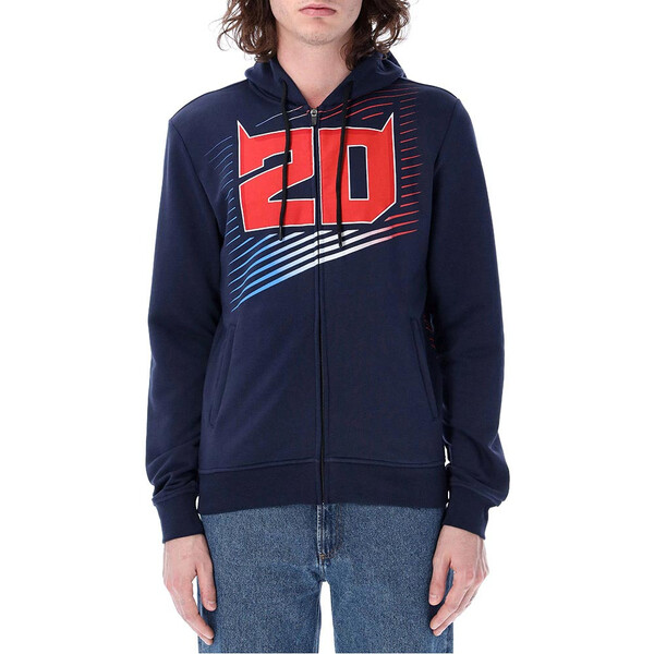 Fabio Quartararo - Sweat zippé à capuche FQ20 N°1 Bleu / Rouge
