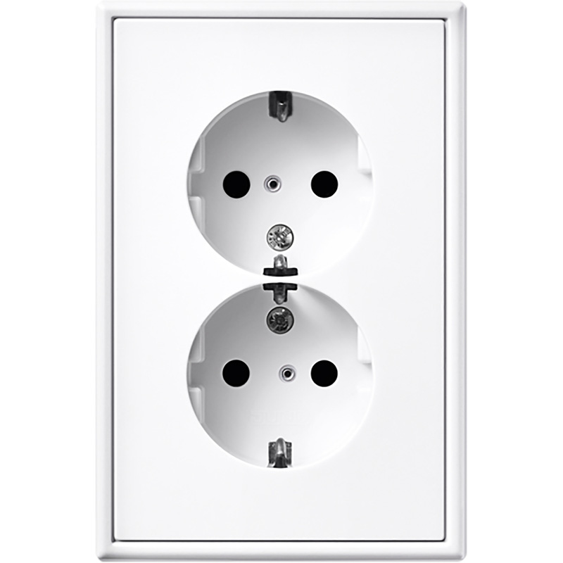 Jung LS990 wandcontactdoos RA dubbel inbouw Alpin wit