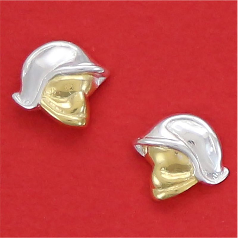 Boucles d'oreilles pompiers casque de pompier F1 - Bicolore