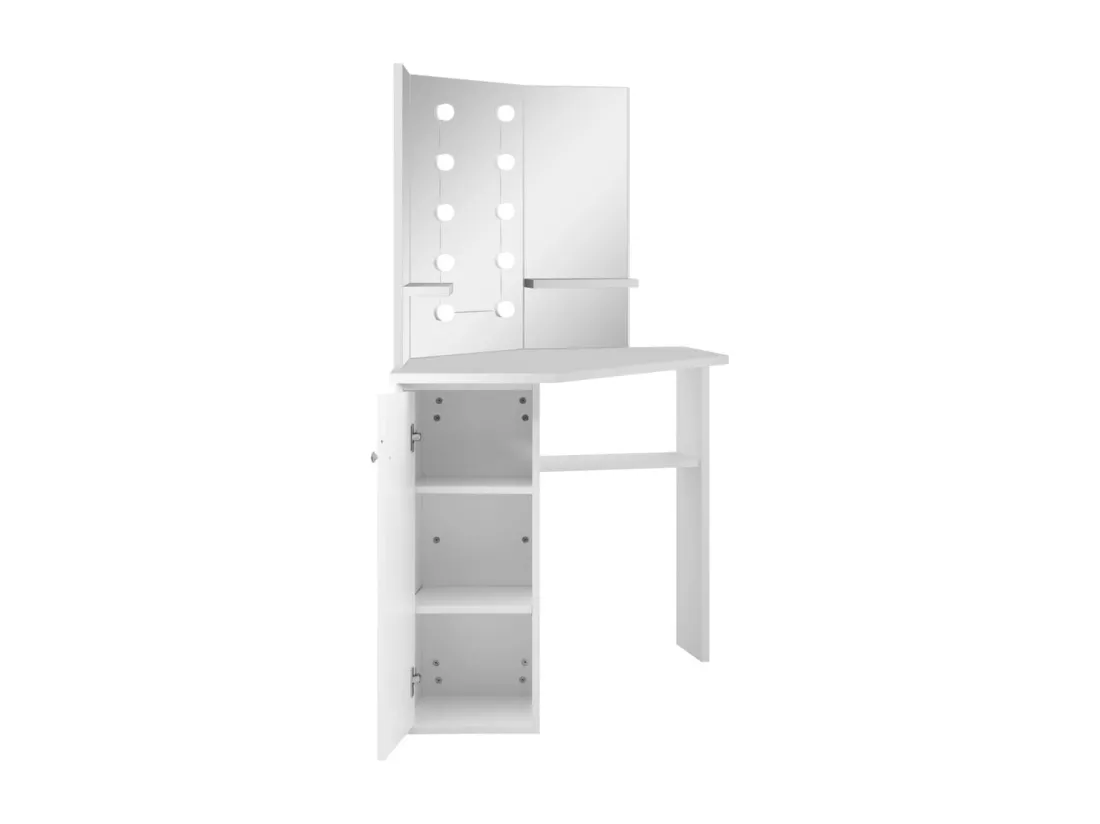 Coiffeuse d'angle table de maquillage lumière LED Blanc clair