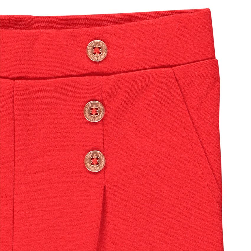 Legging uni pour bébé fille à boutons fantaisie - Rouge