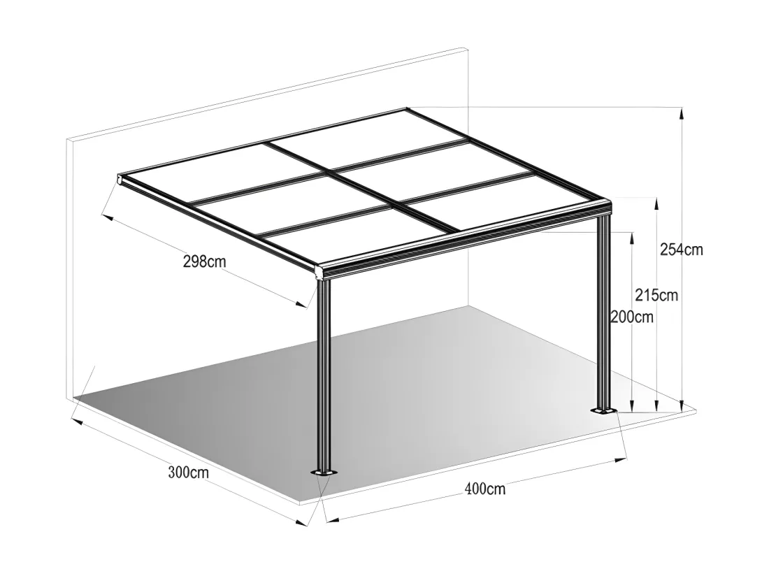 Pergola adossée en aluminium avec toit coulissant - 12m² - anthracite - IZEDA