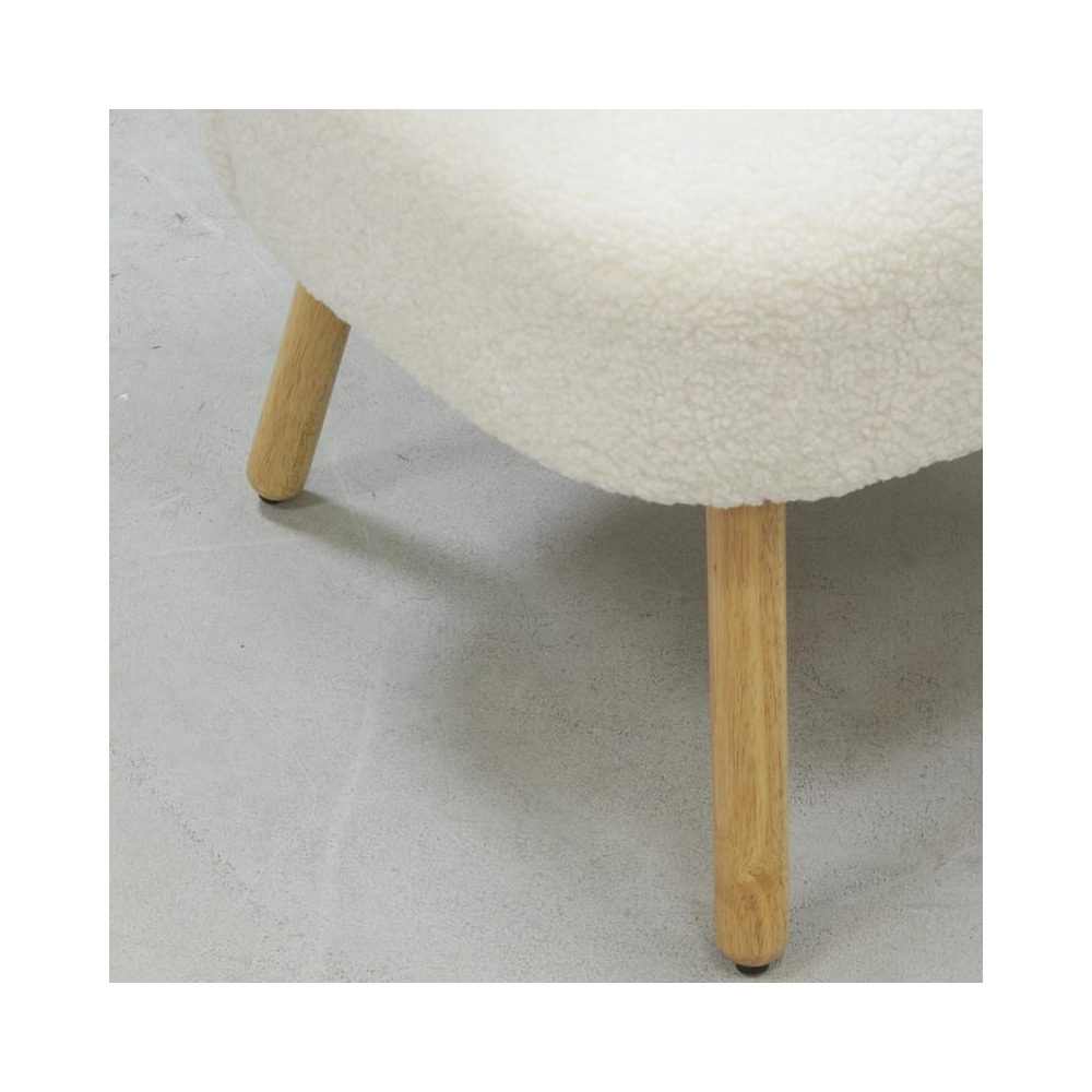Fauteuil bois et bouclettes blanc