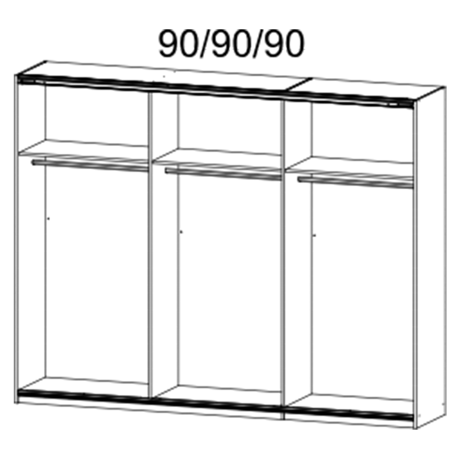 Schwebetürenschrank - Alpinweiß-seidengrau - 271 cm