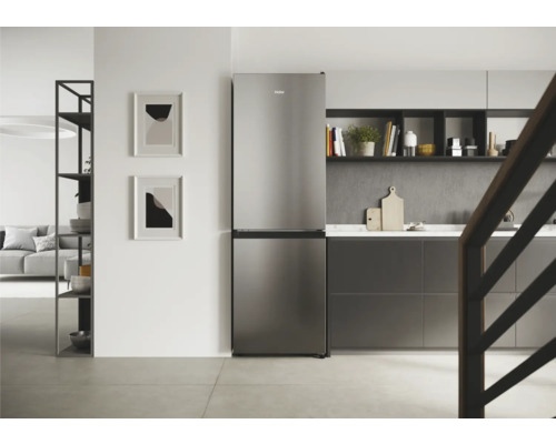 HAIER HDW1618CNPK koel-vriescombinatie, afmetingen (B x H x D): 59,5 x 185 x 65,8 cm, koelgedeelte: 222 l, vriesgedeelte: 119 l, zwart
