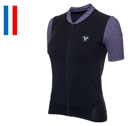 Maillot Manches Courtes Femme LeBram Aspin Noir Bleu Rose