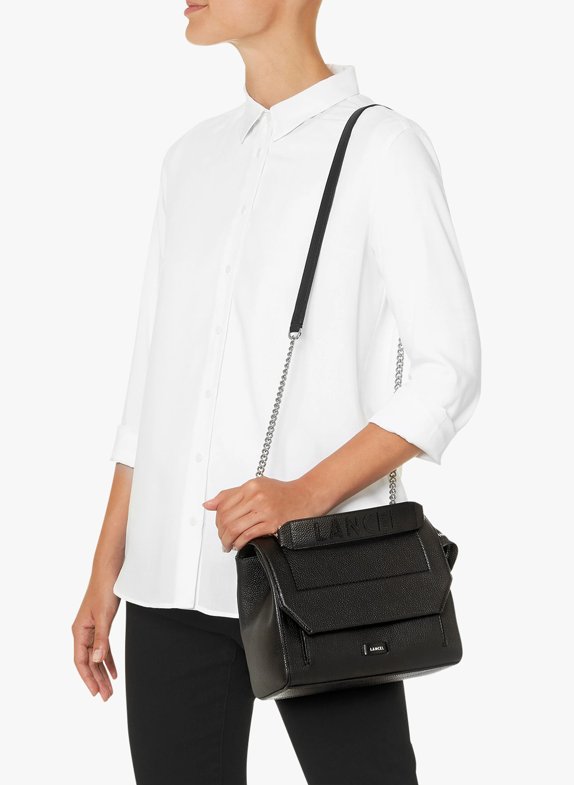 NINON M - Sac à rabat en cuir grainé | Noir