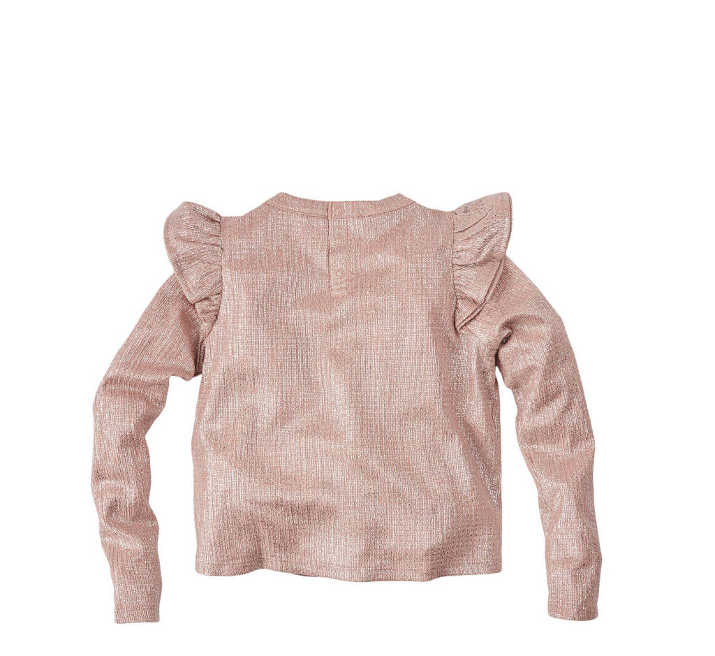 Z8 longsleeve Cathelijn met ruches en glitters roze
