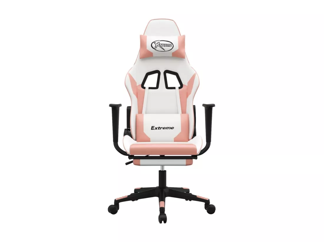 Chaise de jeu avec repose-pied Blanc et rose Similicuir