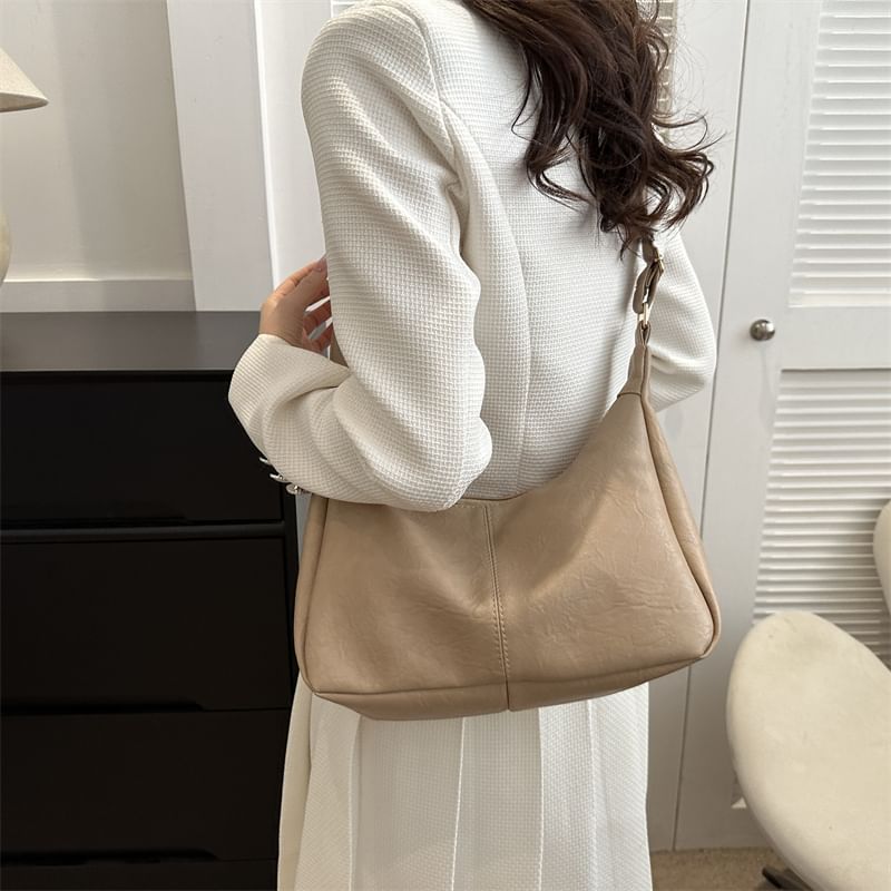 Maorong - Effen imitatieleren crossbodytas