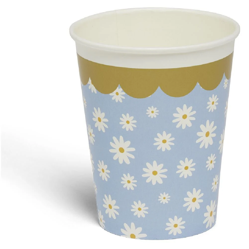Lot de 8 gobelets motif pâquerette carton 24cl - 4 coloris