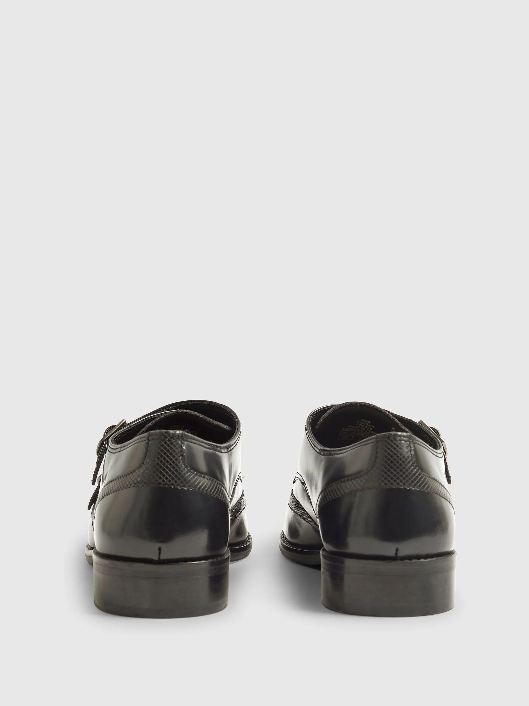 River Island Leather Square Toe Monk Shoes