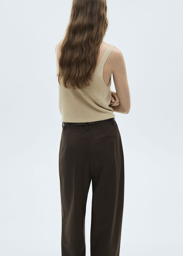 MANGO Lurex knitted top Gold