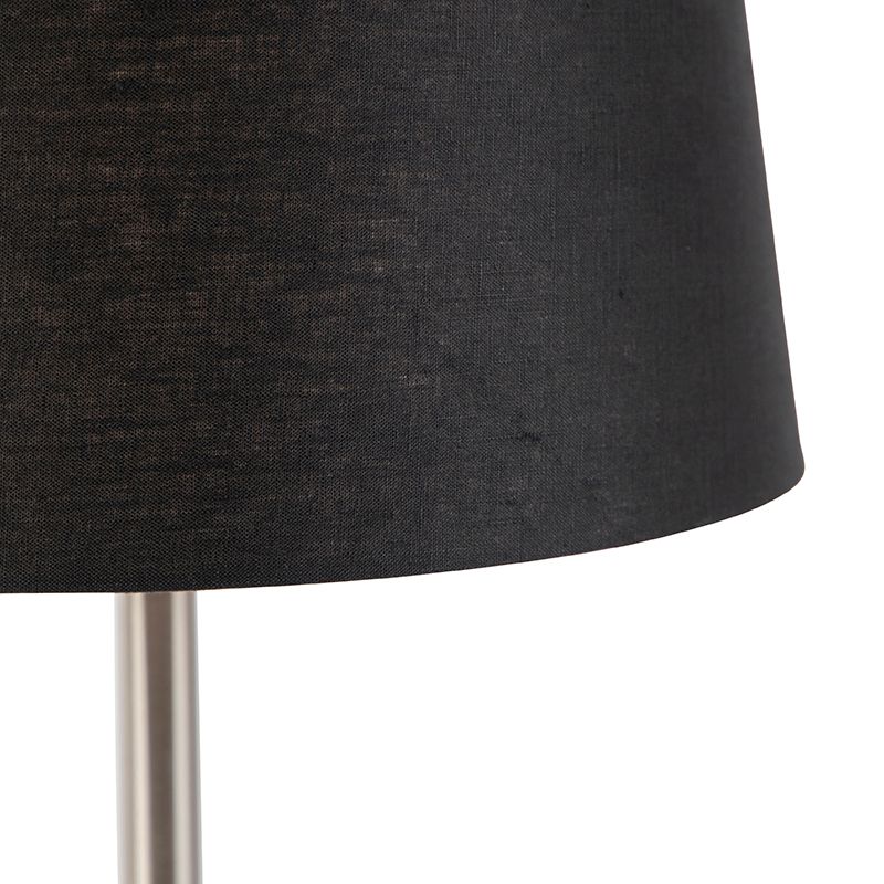 Moderne tafellamp staal met zwarte kap 35 cm - Simplo