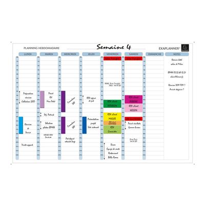 Exacompta - Planning hebdomadaire magnétique - effaçable à sec - 90 x 59 cm