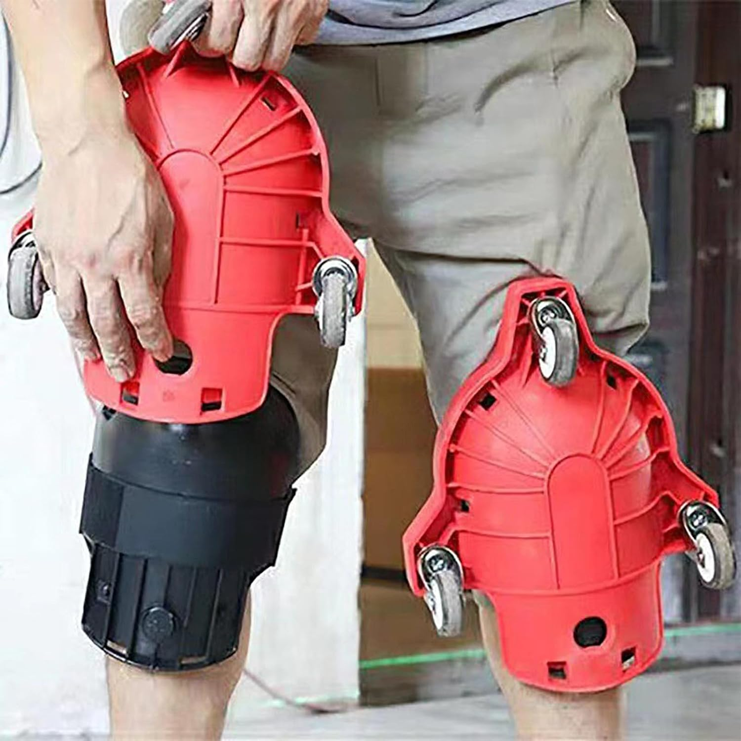(1 Paar) Handwerker Knie Rollen Heimwerker Knieschoner Räder für Boden Reparaturen / Garten Arbeit - Schwarz