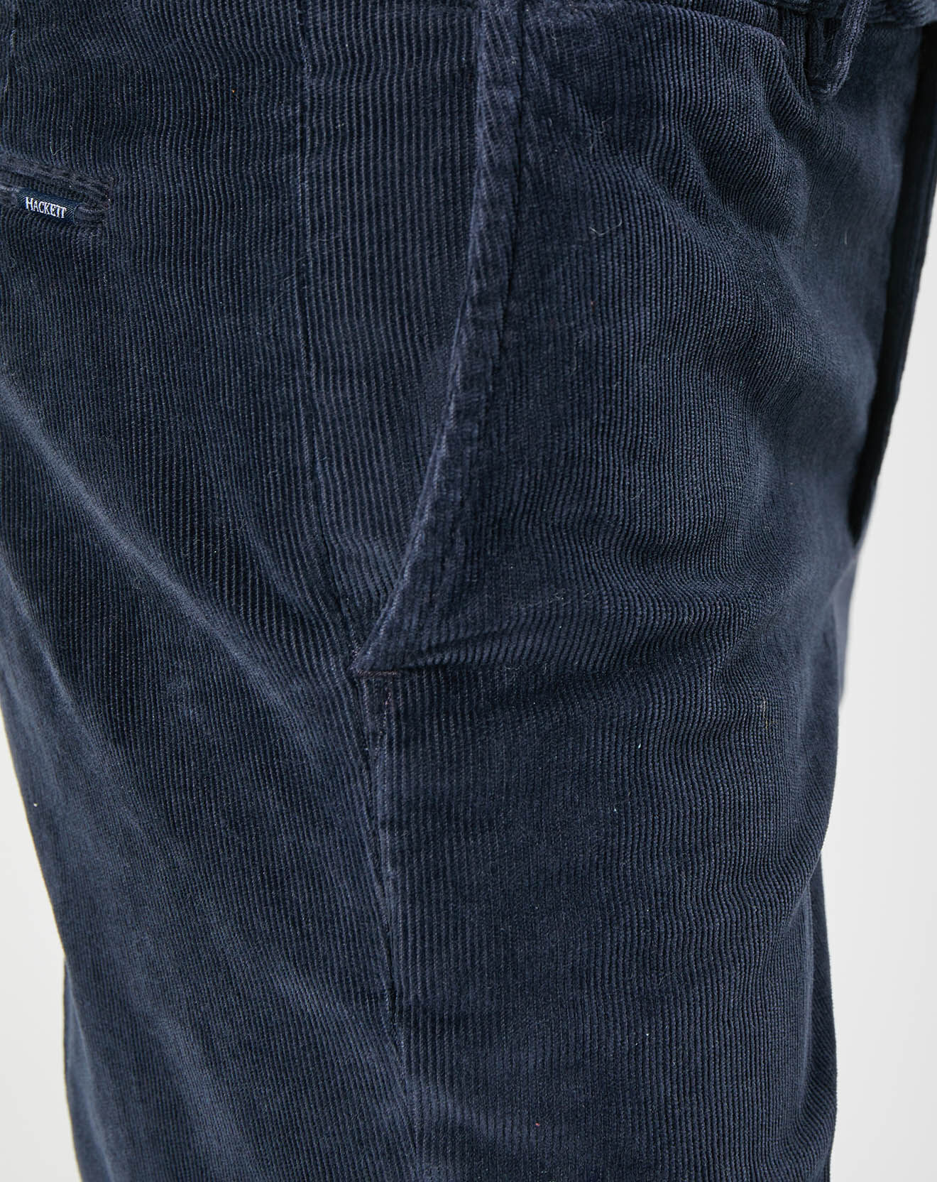 Hackett London Pantalon Chino Slim en Velours côtelé bleu marine