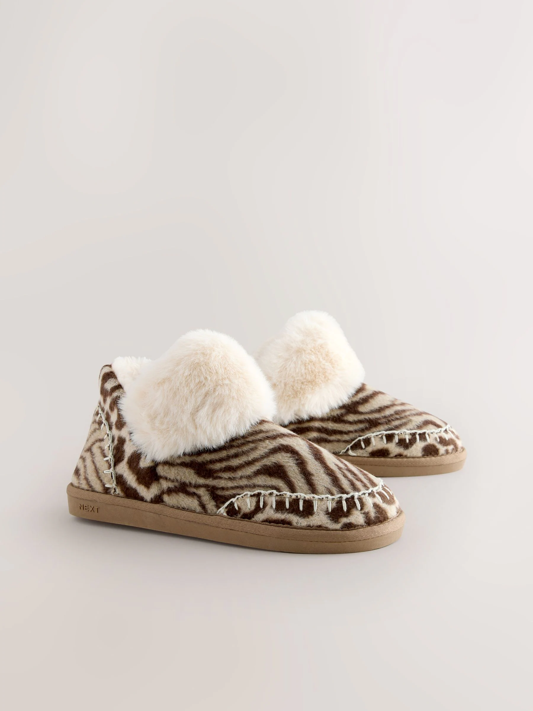 Beige Animal - Faux Fur Brush Boot Slippers