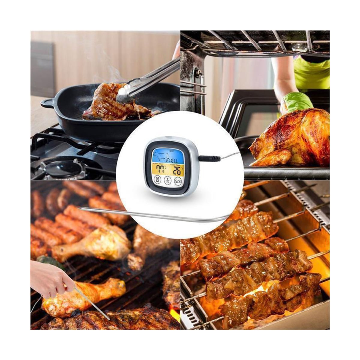 Grilltermometer Temperaturmåler Grilltermometer (hvit)
