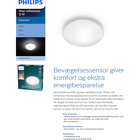 Philips Shane loftlampe med sensor - hvid