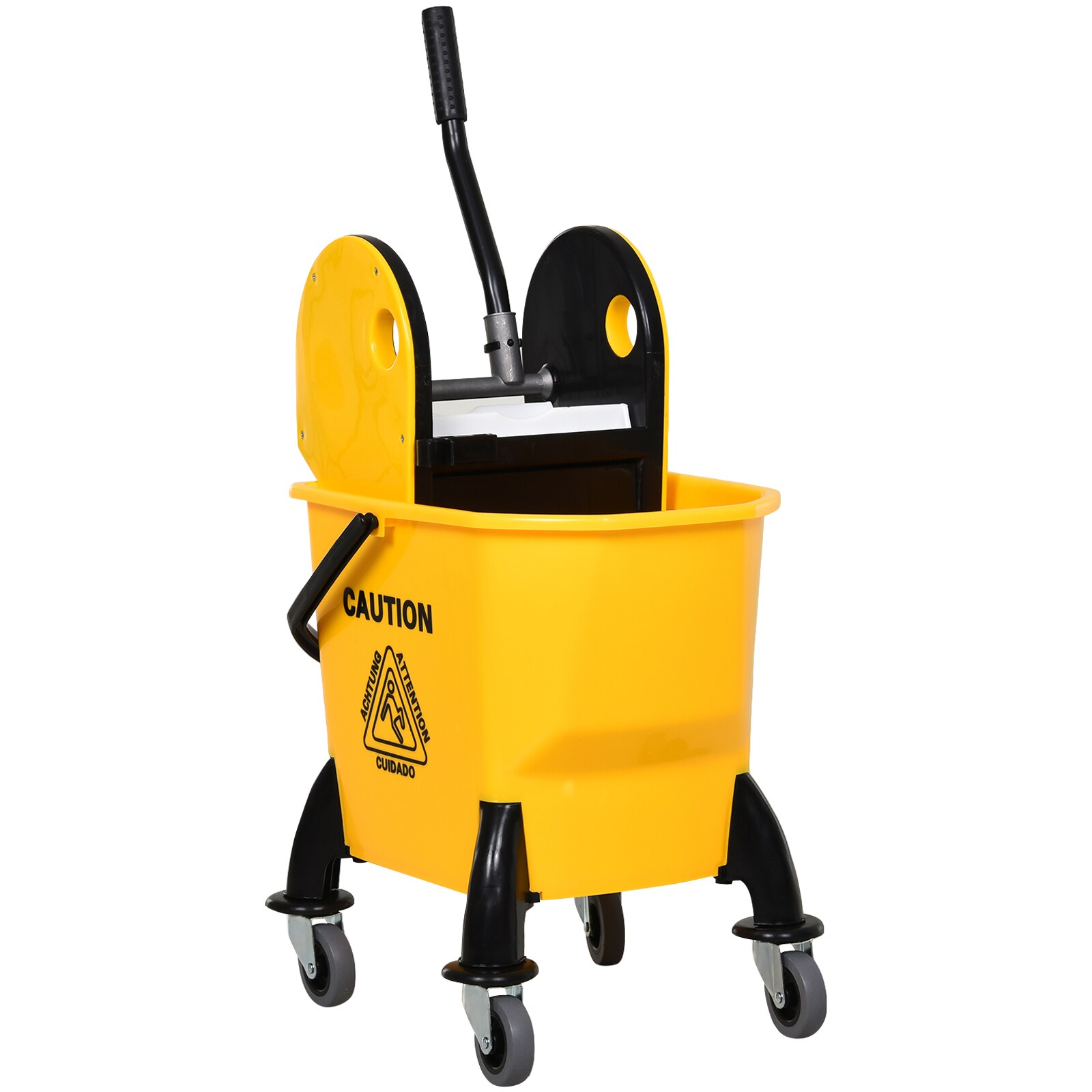 HOMCOM Wischwagen mit Auswringvorrichtung gelb 44 x 36 x 90 cm (LxBxH)