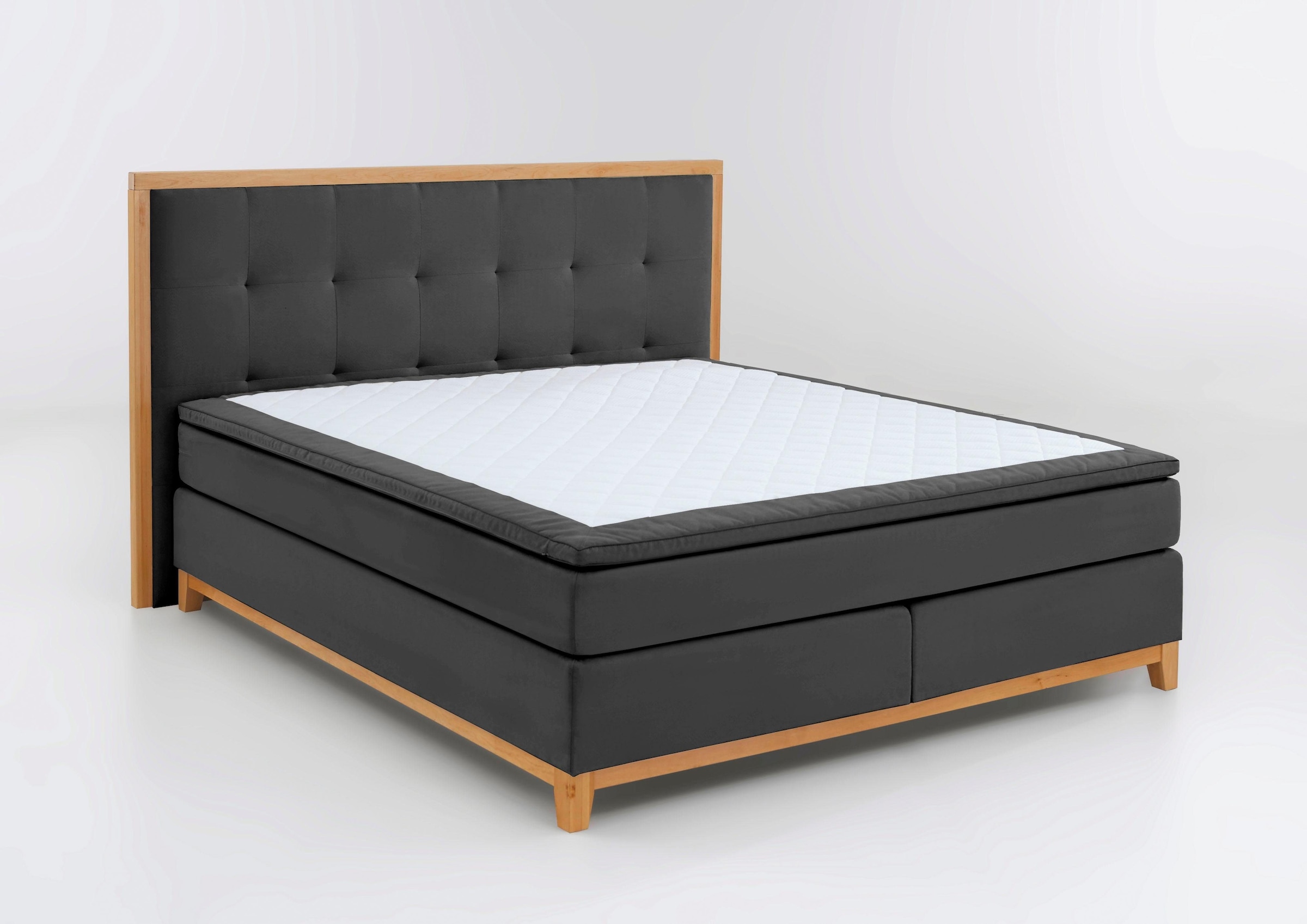Home affaire Boxspringbett »Sonja« mit Steppung im Kopfteil und Holzrahmen, inklusive Topper