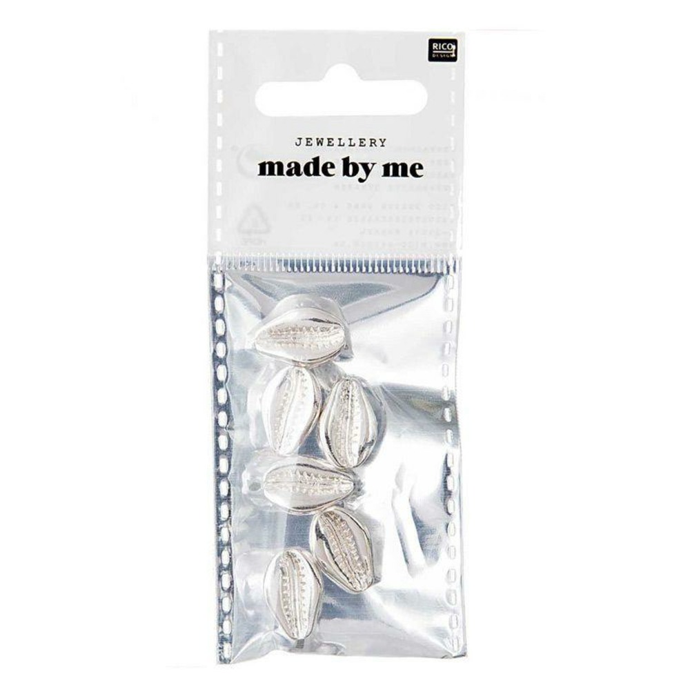 6 perles - coquillages argent - 2 perforations