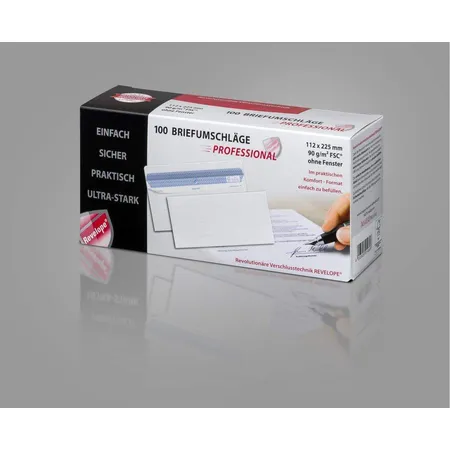 Mayer Kuvert Briefumschläge Din lang+ (112 x 225mm) mit Sicherheitsschlitze 90gm², 100 Stück