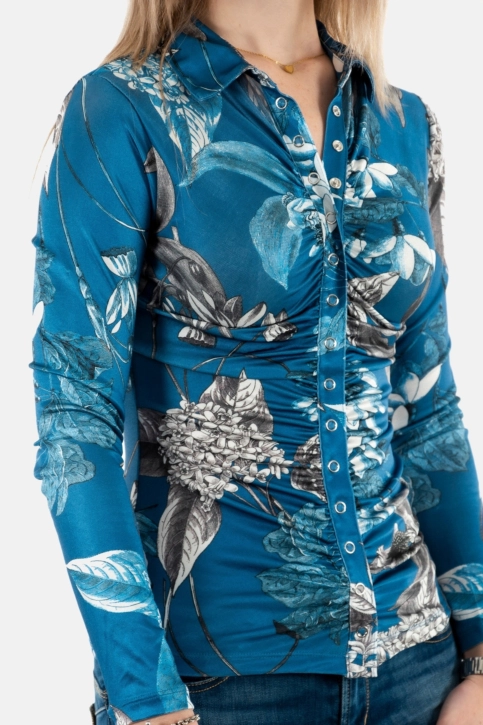 chemisier guess jeans shirrednap mila p7mf phantom flora print
