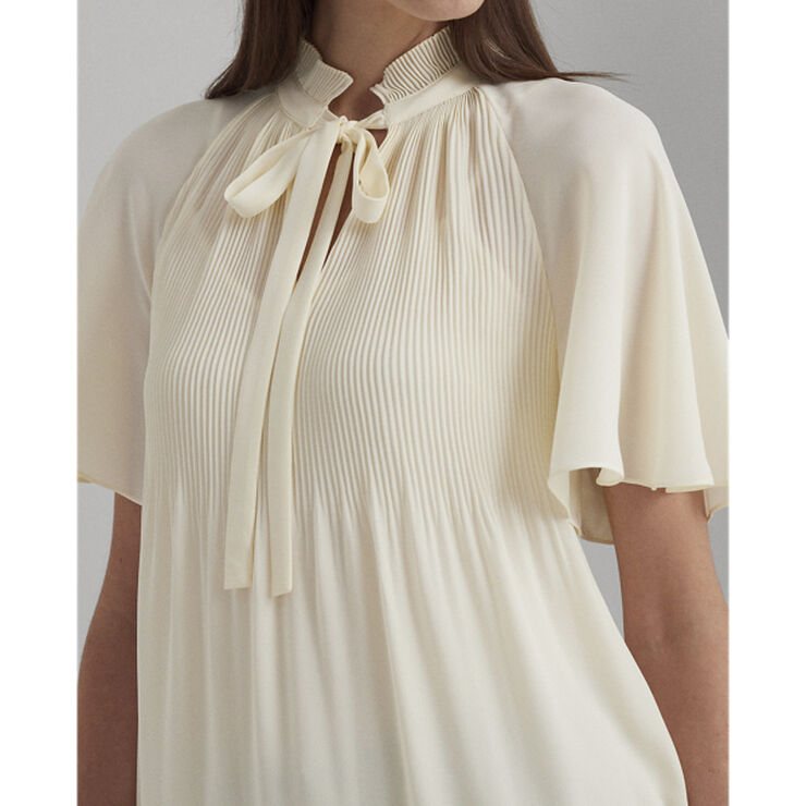 Lauren Ralph Lauren Pleated Georgette Blouse Mascarpone cream