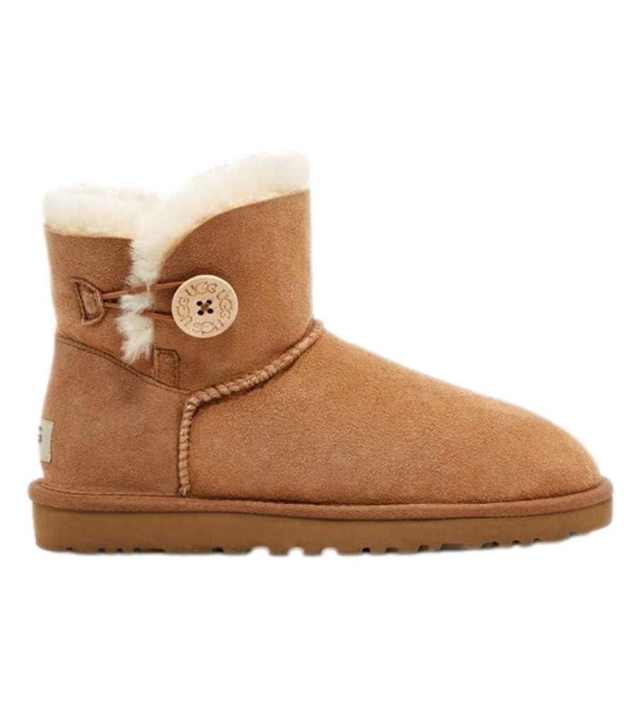 Botas UGG Mini Bailey Button II em couro cor camelo
