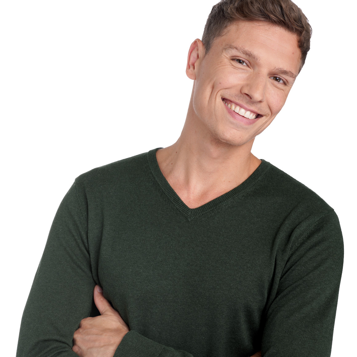 VanVaan Herren Feinstrickpullover mit V-Ausschnitt dunkeloliv