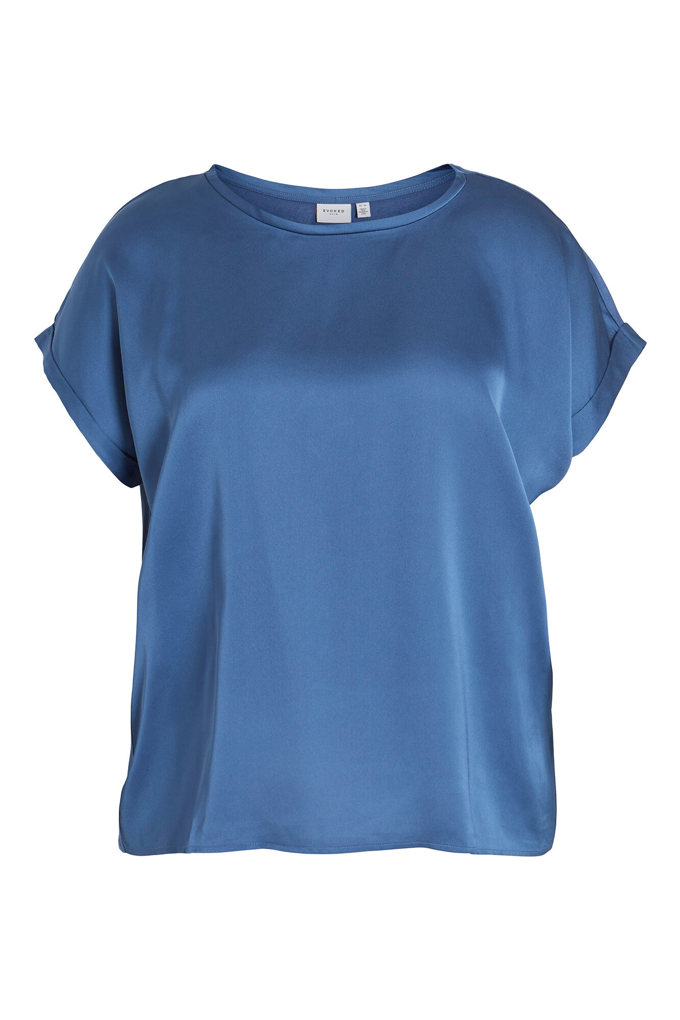 Blusa de cetim de manga curta Evoked by Vila - Azul