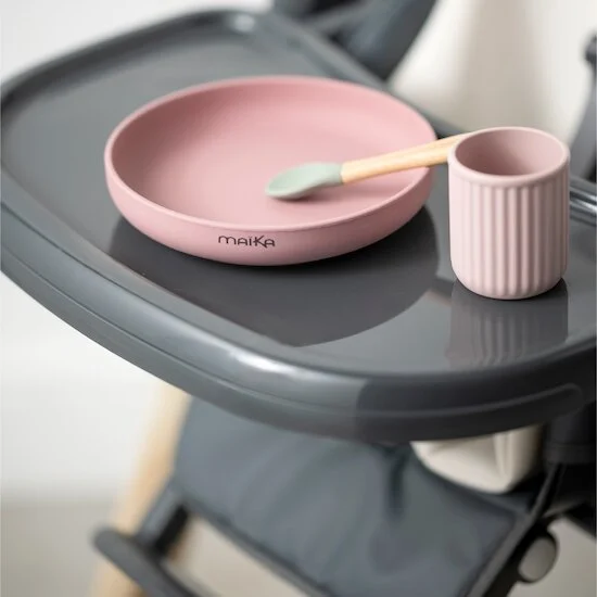 Coffret Repas en Silicone   Rose / Sauge        de               Maïka