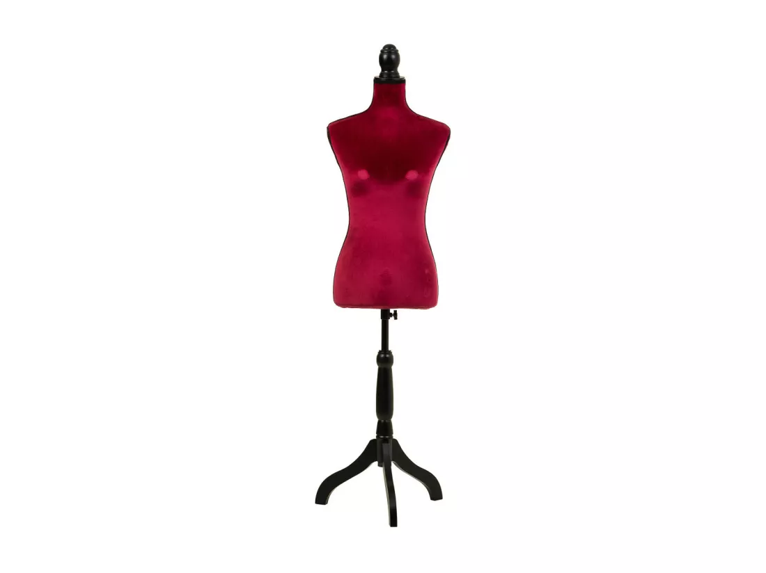 Mannequin en bois et mousse habillé de tissu rouge 24x37,5x168h