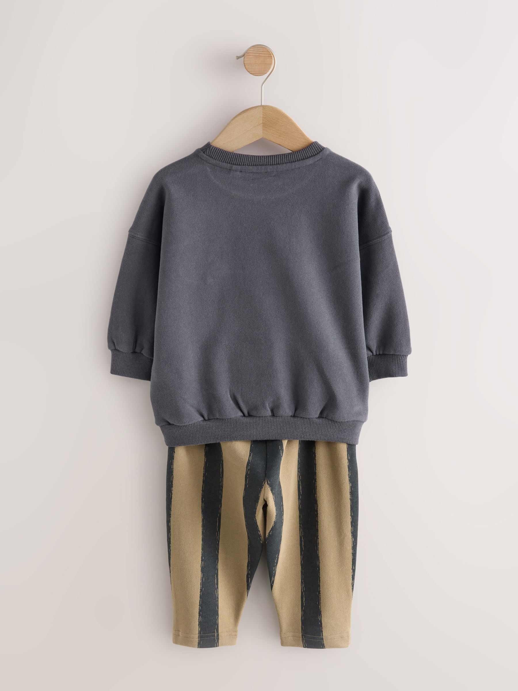 Zwart/bruin - Set met sweatshirt en joggingbroek met strepen (3mnd-7jr)